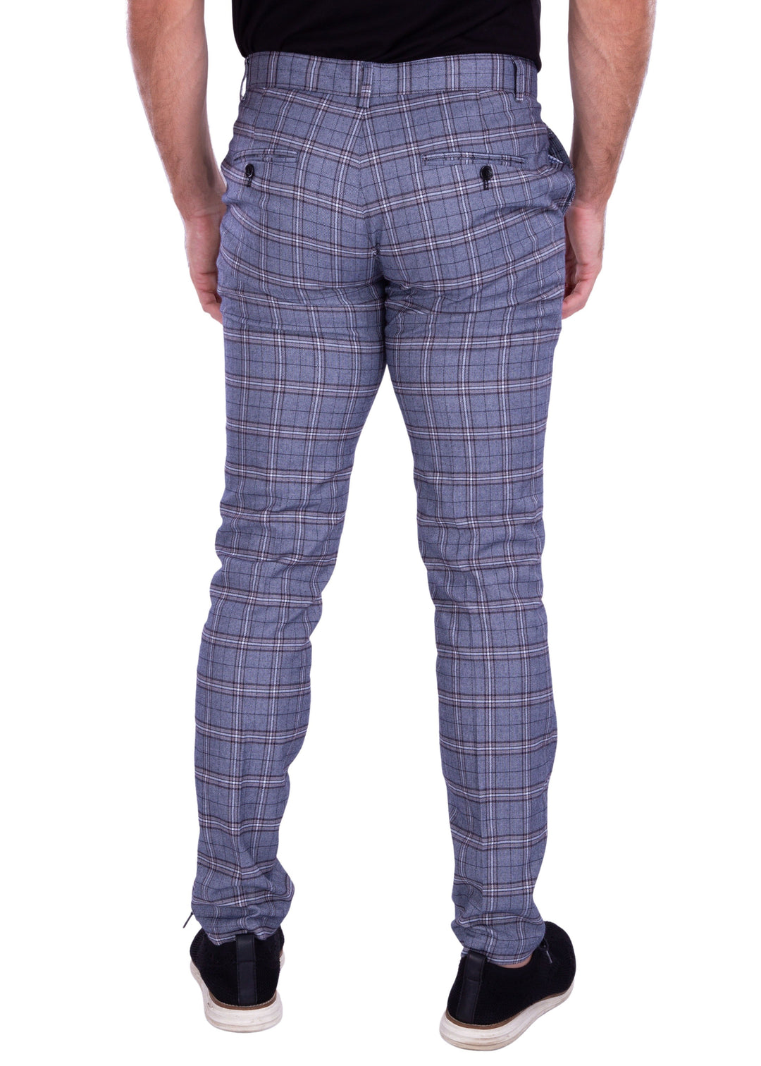 Men's Plaid Dress Pants Multi Grey by Bespoke Moda Men's Plaid Dress Pants Multi Grey by Bespoke Moda