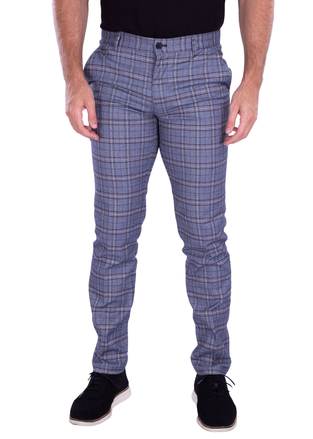 Men's Plaid Dress Pants Multi Grey by BESPOKE MODA Men's Plaid Dress Pants Multi Grey by BESPOKE MODA