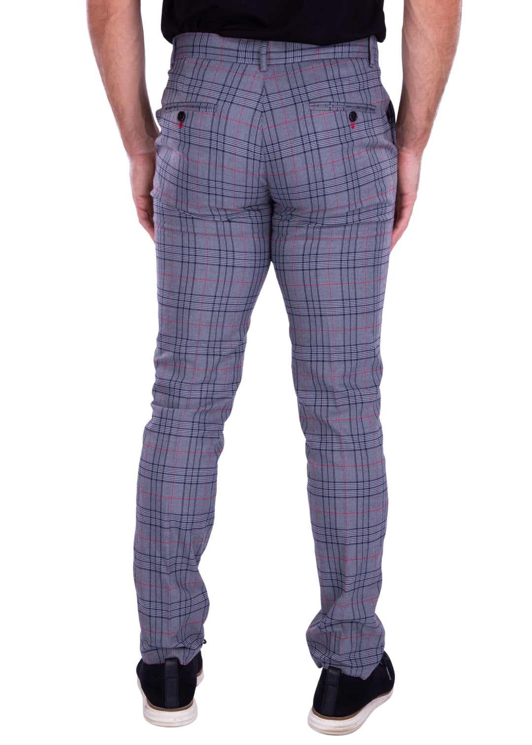 Men's Plaid Dress Pants Red & Grey BESPOKE MODA Men's Plaid Dress Pants Red & Grey BESPOKE MODA