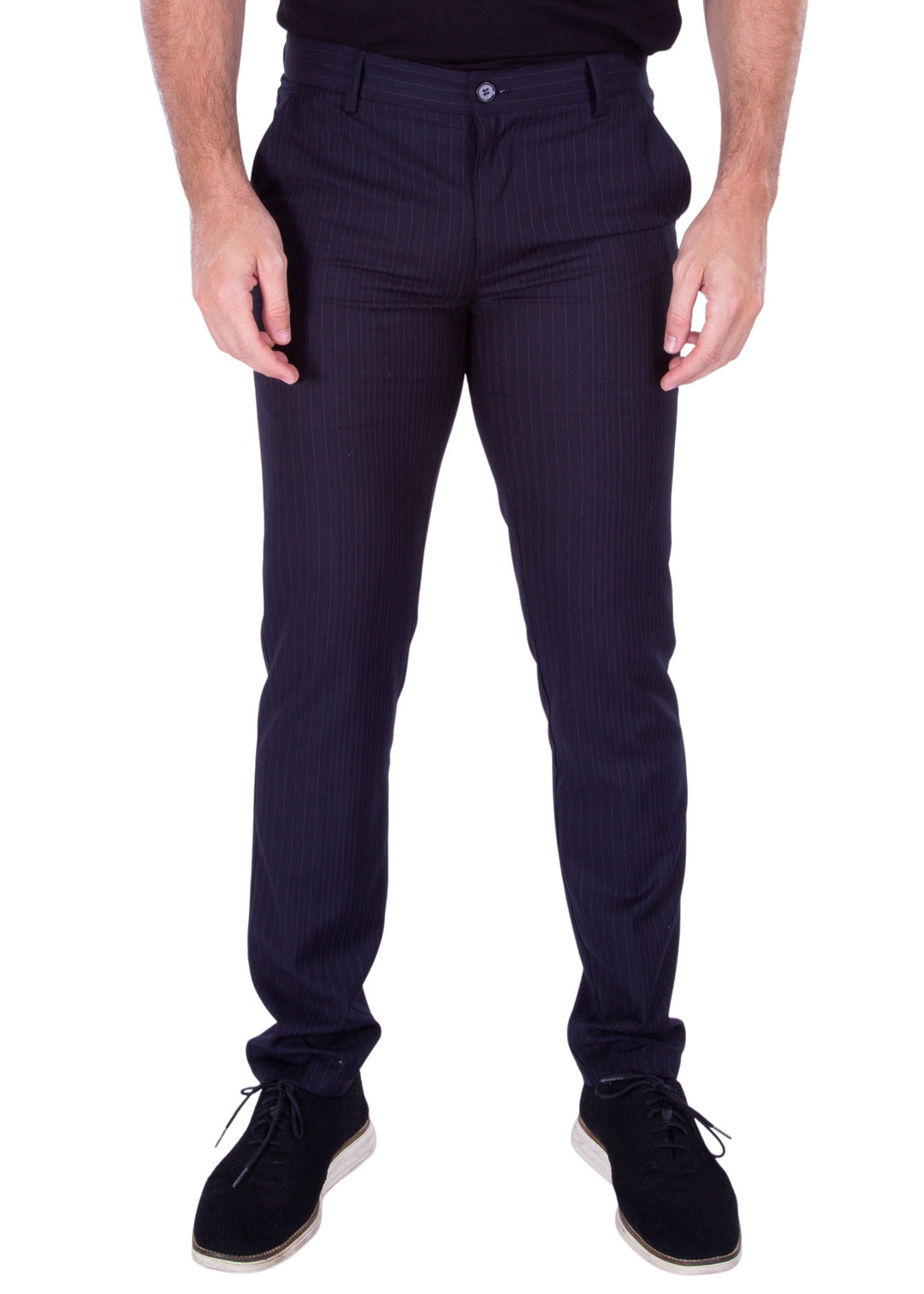 Men's Classic Fit Pinstripe Pants Navy – BESPOKE MODA