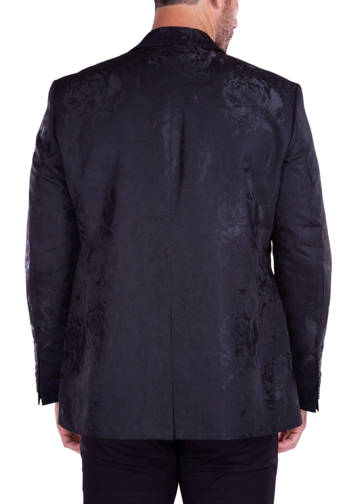 Brocade Jacquard Floral Satin Evening Jacket Black