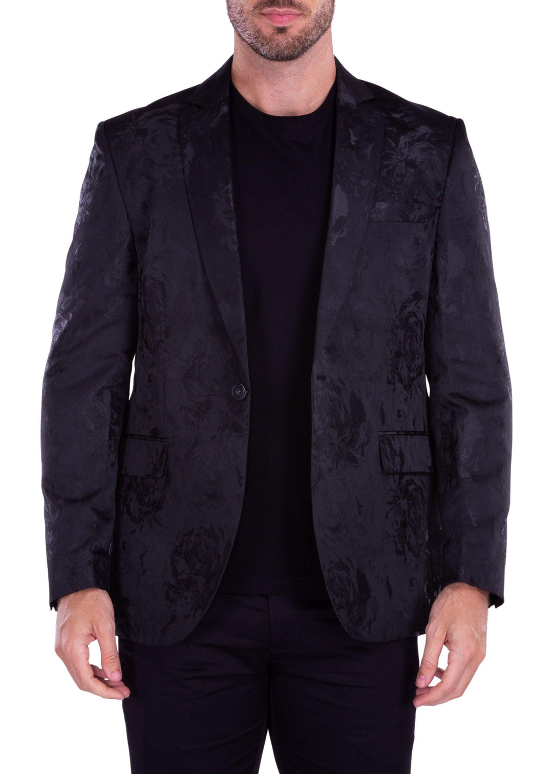 Brocade Jacquard Floral Satin Evening Jacket Black Black / 42R Brocade Jacquard Floral Satin Evening Jacket Black Black / 42R
