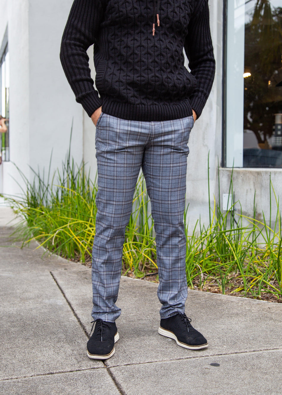 Grey Plaid Dress Plaid Pants Fitted Grey Plaid Dress Pants Cheap