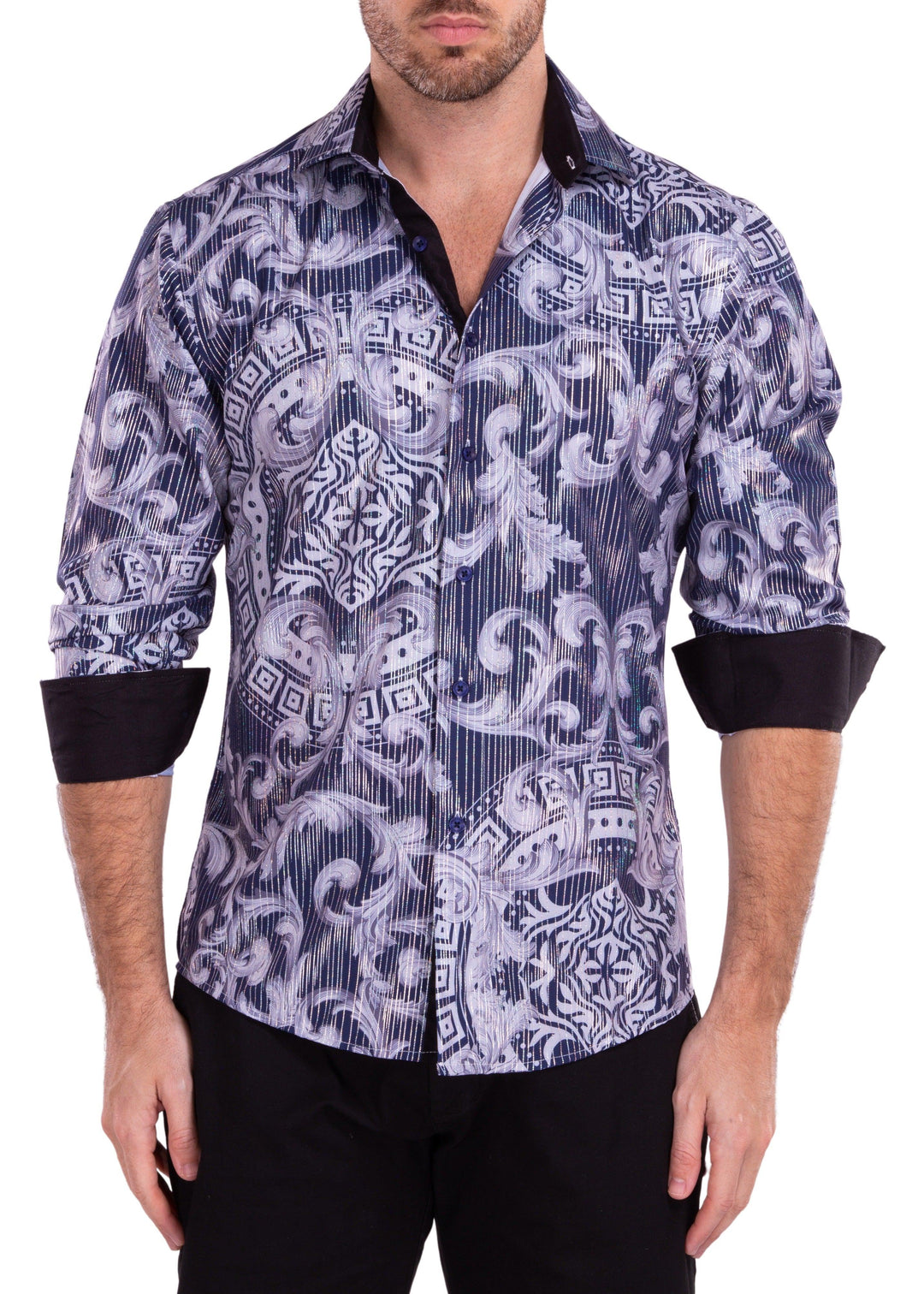 men's iridescent dress shirt Brglopf Button Down Shirts for Men Retro 70s Long Sleeve Metallic Sequin Shirts Turn Down Collar Club Prom Party Dress Shirt