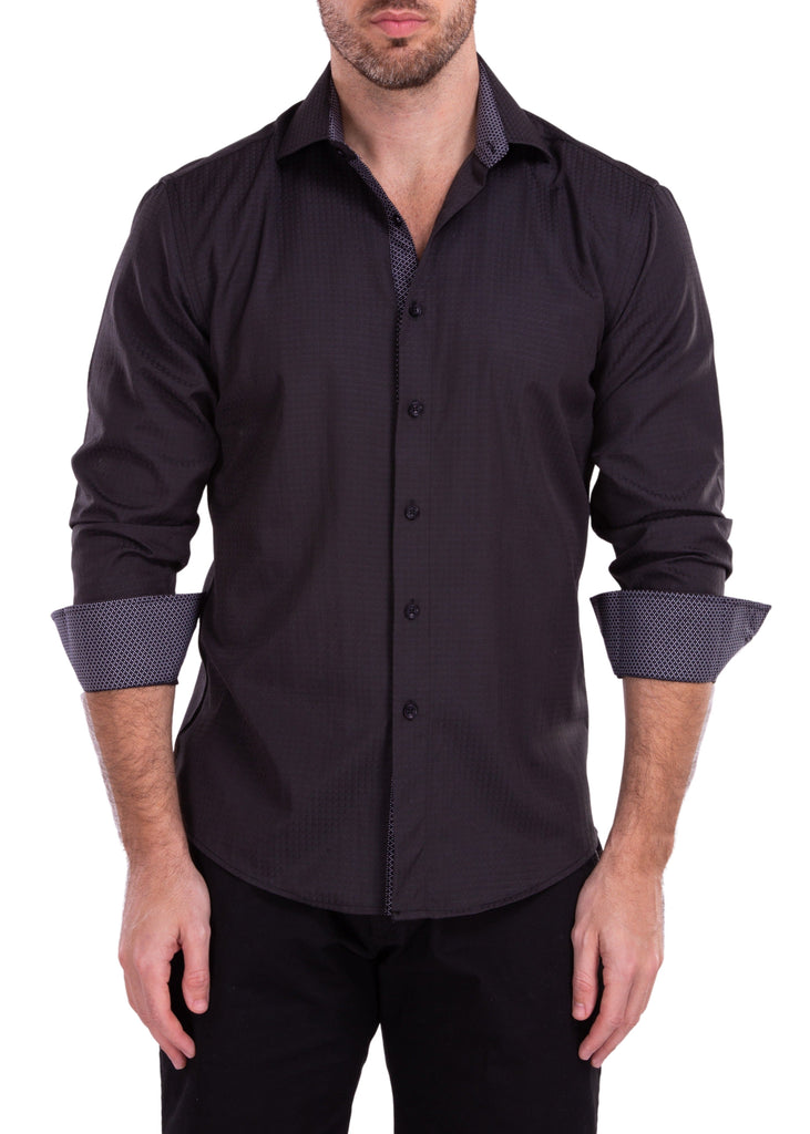 windowpane long sleeve dress shirt Traveler Collection Tailored Fit Button-Down Collar Windowpane Dress Shirt - Missionary Package