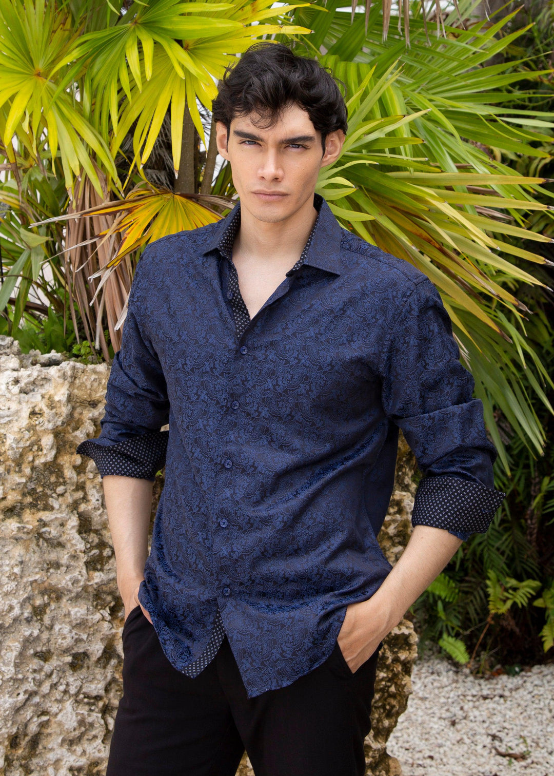Subtle Paisley Long Sleeve Dress Shirt NAVY NAVY / SM Subtle Paisley Long Sleeve Dress Shirt NAVY NAVY / SM