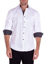 Subtle Paisley Long Sleeve Dress Shirt White