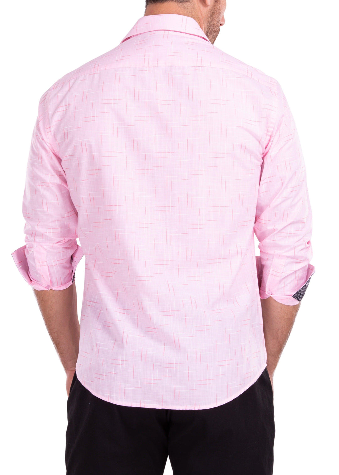 Crosshatch Linen Texture PINK Button Up Long Sleeve Dress Shirt PINK / SM Crosshatch Linen Texture PINK Button Up Long Sleeve Dress Shirt PINK / SM