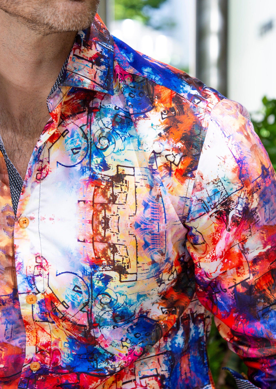 Watercolor Art Print Long Sleeve Dress Shirt RED RED / 3X Watercolor Art Print Long Sleeve Dress Shirt RED RED / 3X