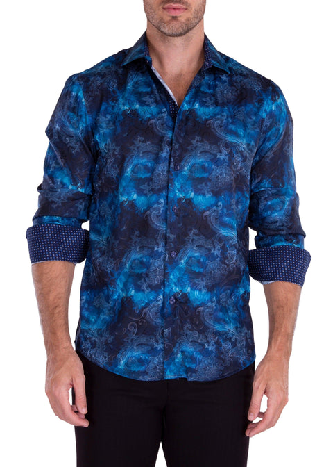 Subtle Fog Paisley Silk Texture Long Sleeve Dress Shirt
