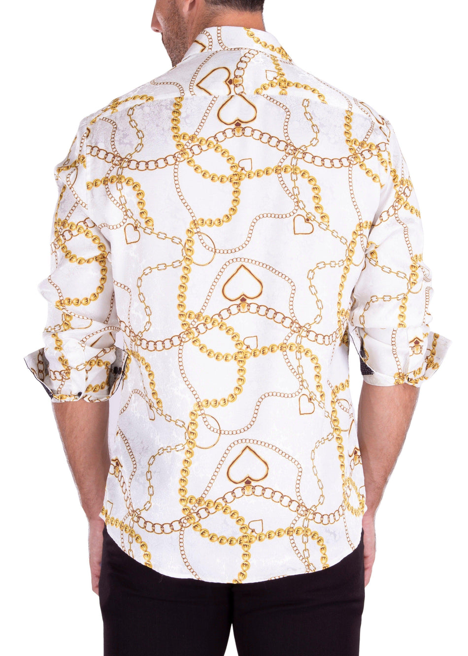 Gold Chain & Hearts Long Sleeve Dress Shirt White– BESPOKE MODA