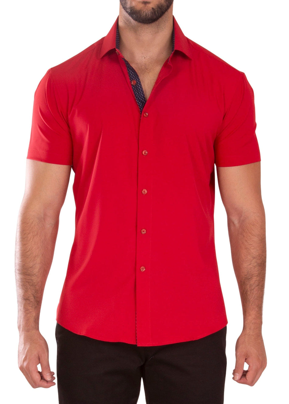 Performance Fit Short Sleeve Dress Shirt Red