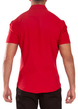 Performance Fit Short Sleeve Dress Shirt Red