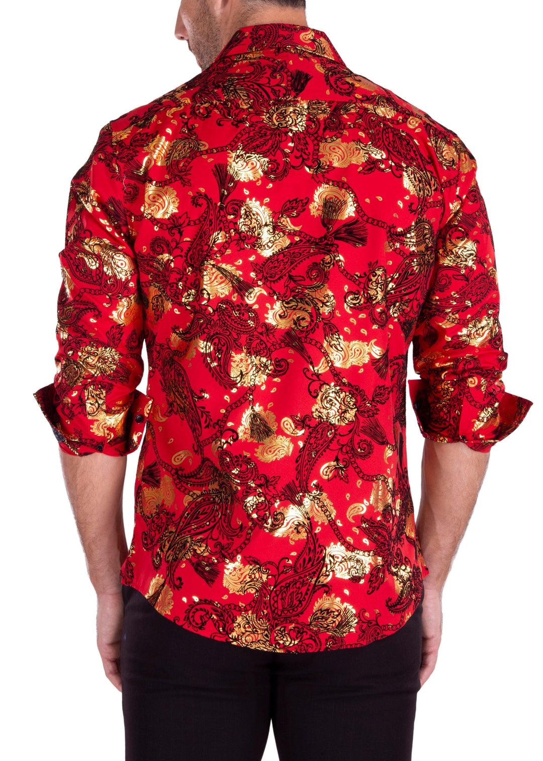 red and gold mens dress shirt Men's Red Paisley Shirt