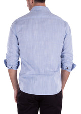 Blue Button Up Long Sleeve Dress Shirt