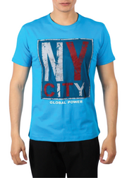 Mesh Overlay NY City Global Power Graphic Tee Turquoise