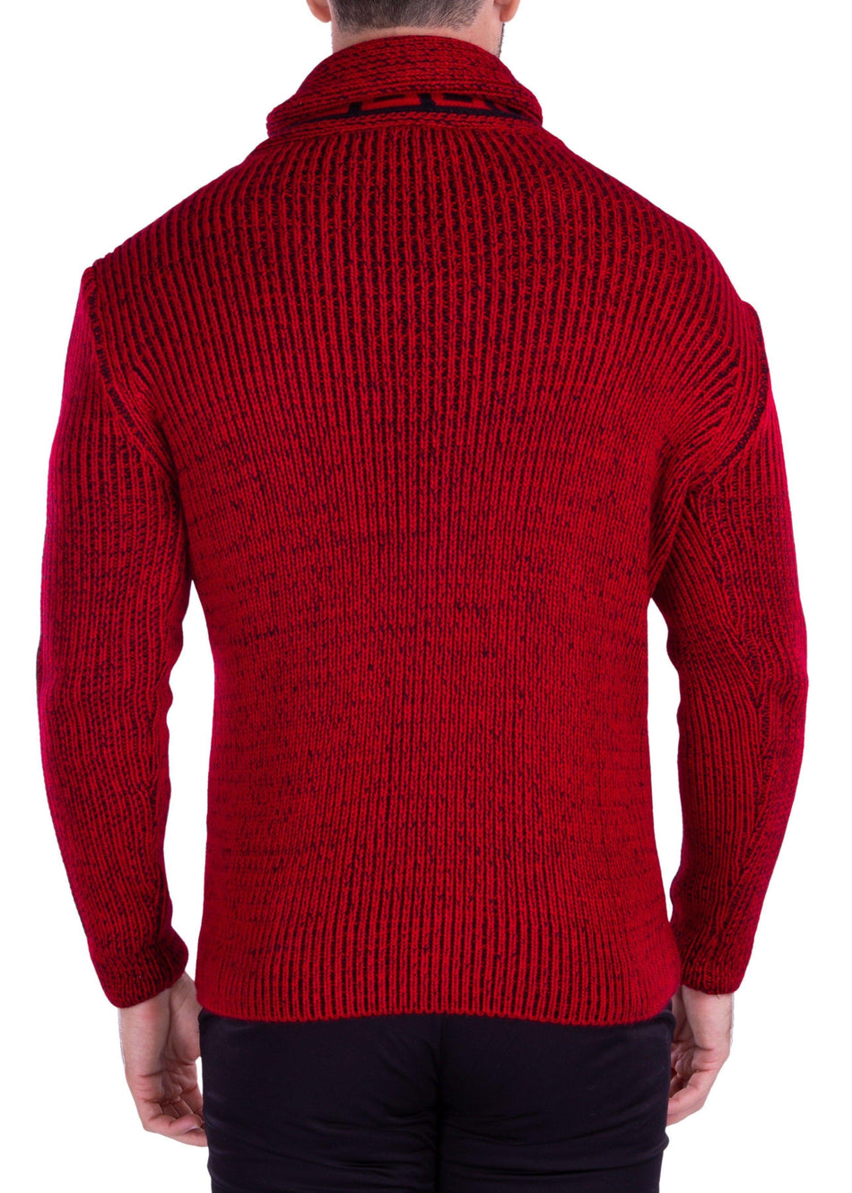 Greek Key Contrast Pullover Sweater Red