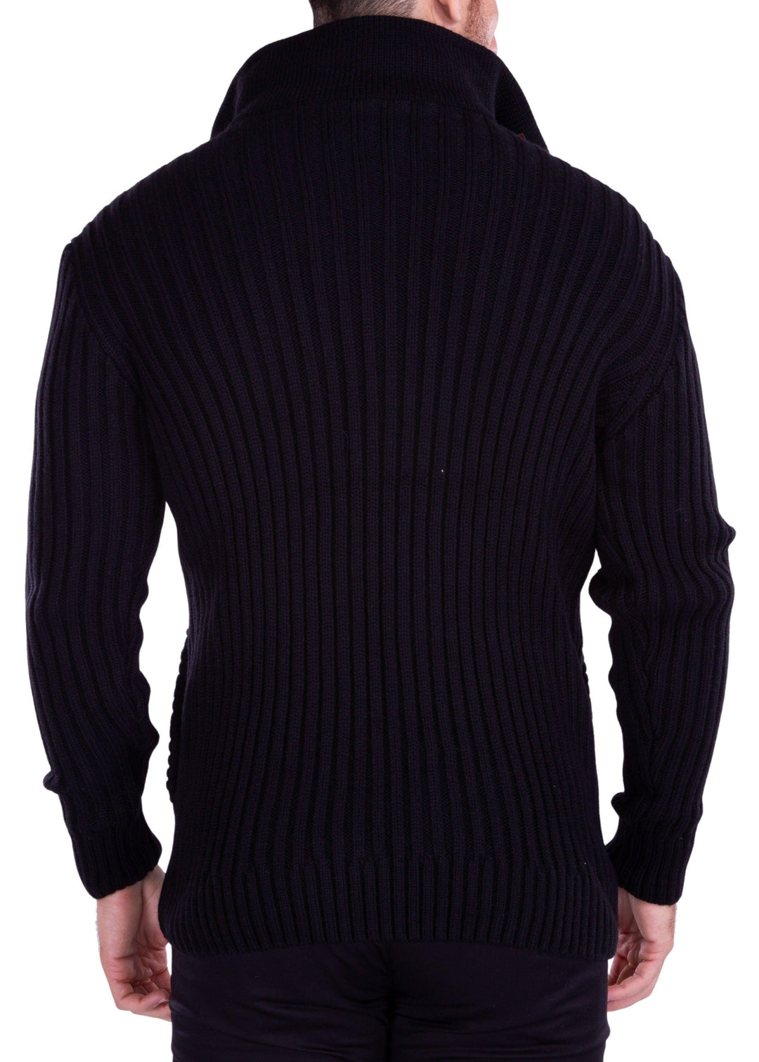 Quarter Zip Cable Knit Pullover Sweater Black